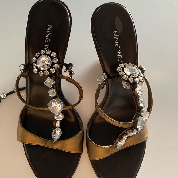 Very chic wedge sandals  gold leather - Picture 6 of 7